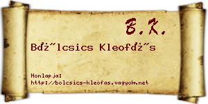 Bölcsics Kleofás névjegykártya
